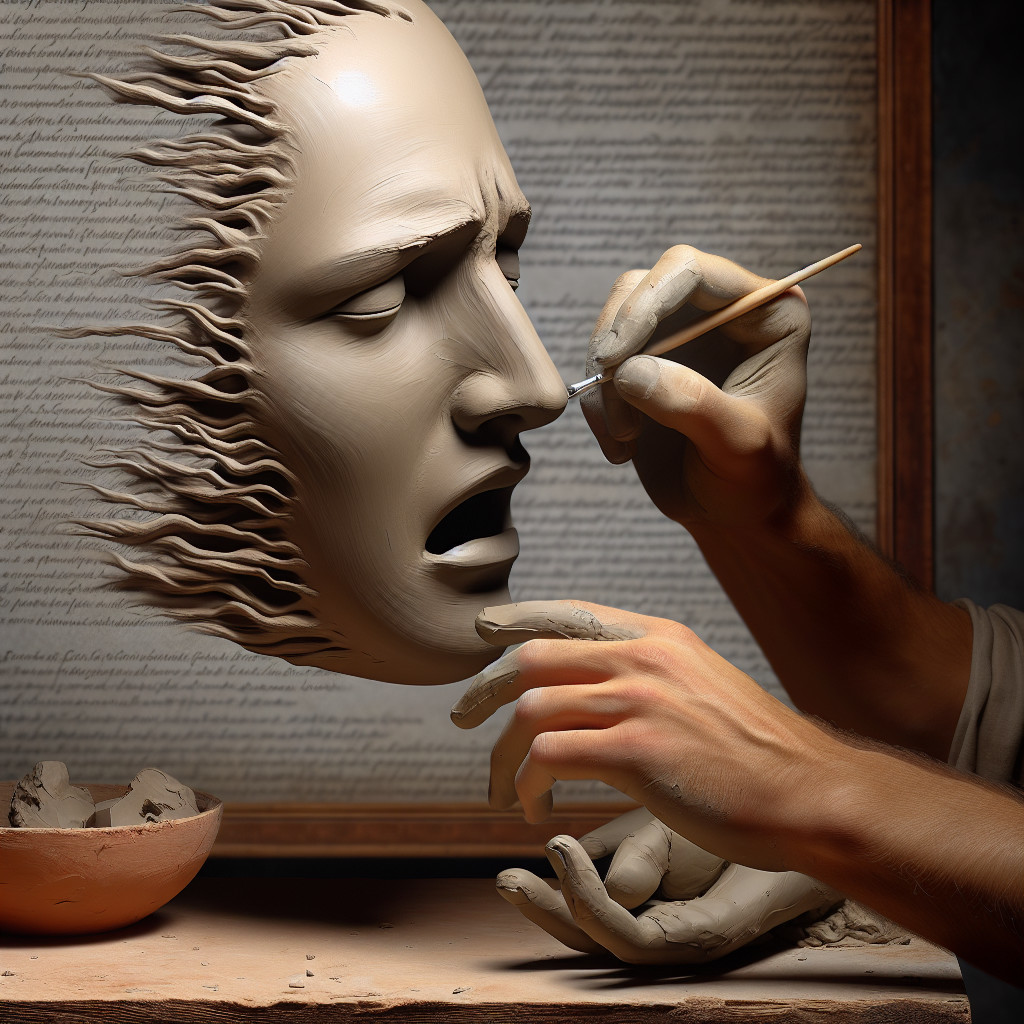 Sculptor Creates Emotional Clay Face with Detailed Features