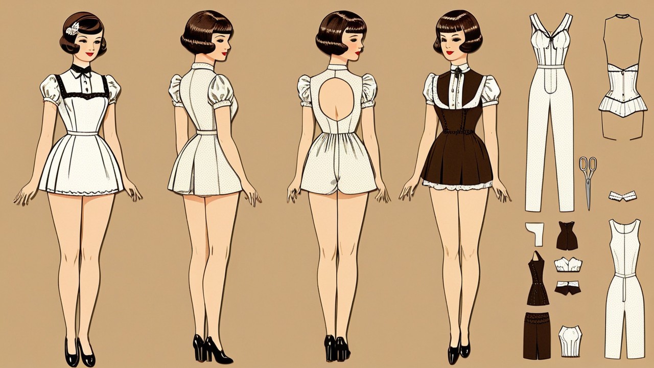 Fashion Design Illustration with Diverse Outfit Styles