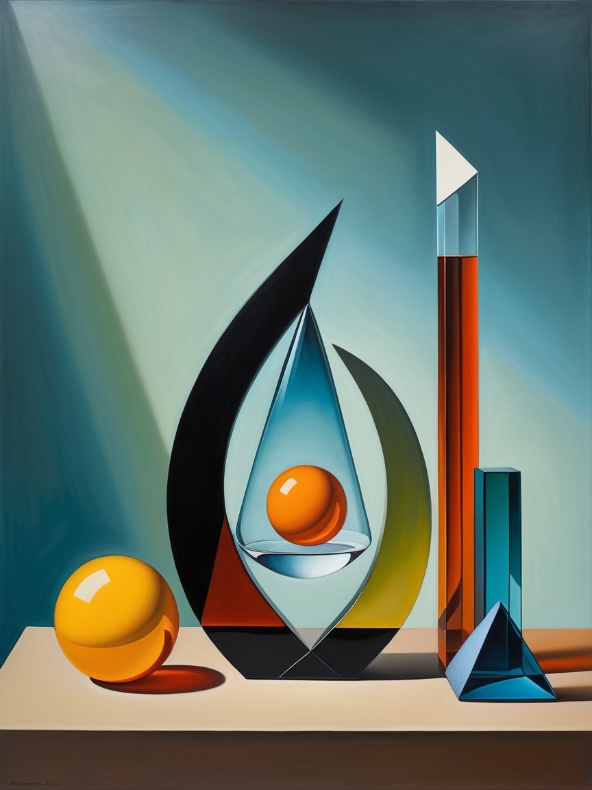 Surreal Still Life with Geometric Shapes and Colors