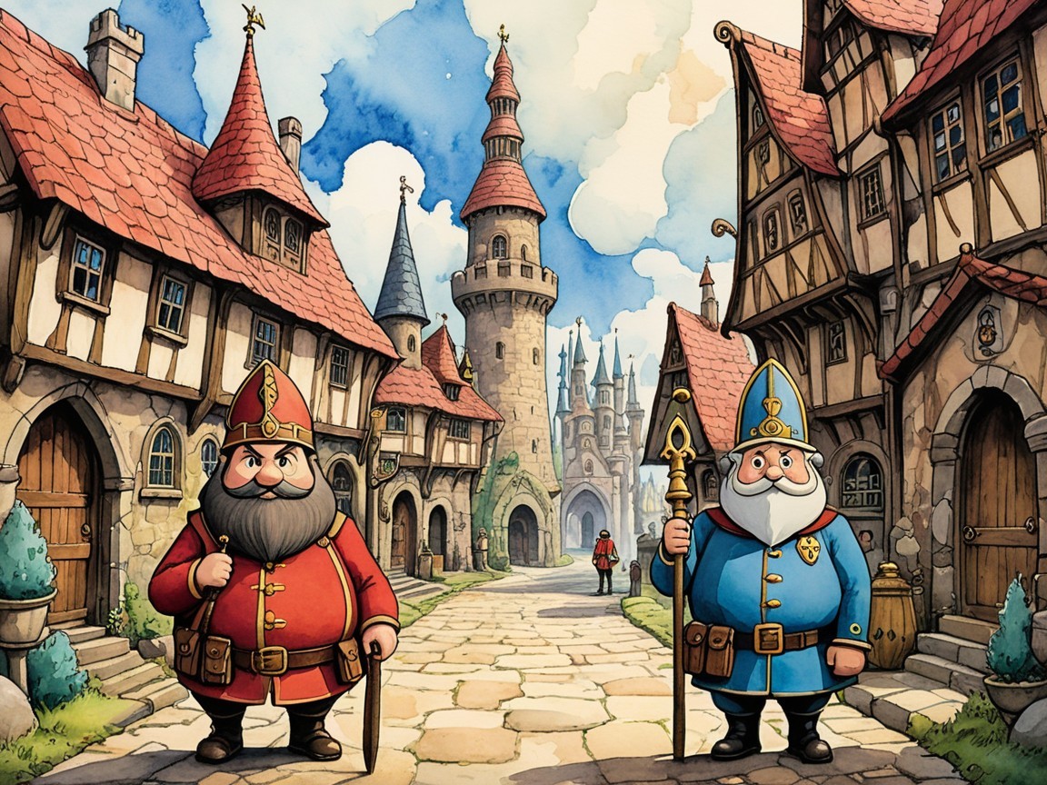 Cheerful Gnomes in Whimsical Village Setting