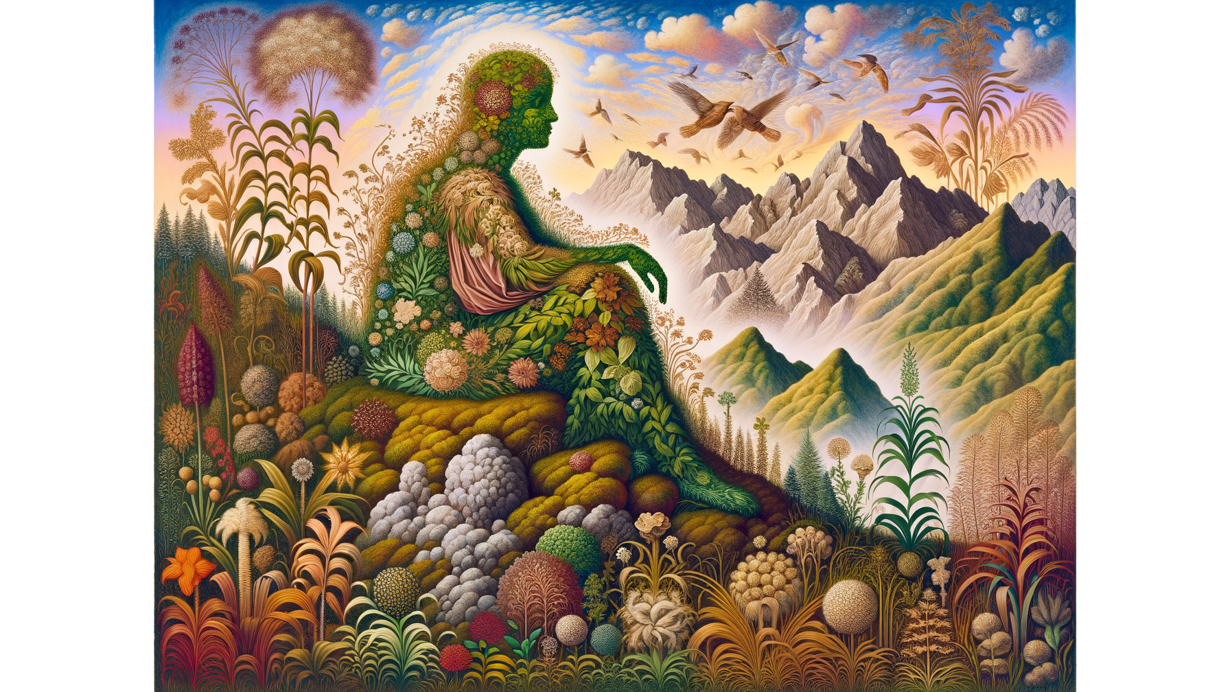 Vibrant Foliage Figure in Lush Natural Landscape