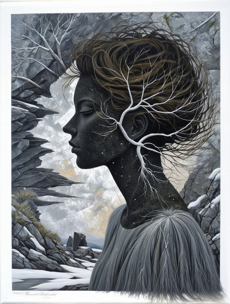 Profile of a Woman with Hair as White Branches