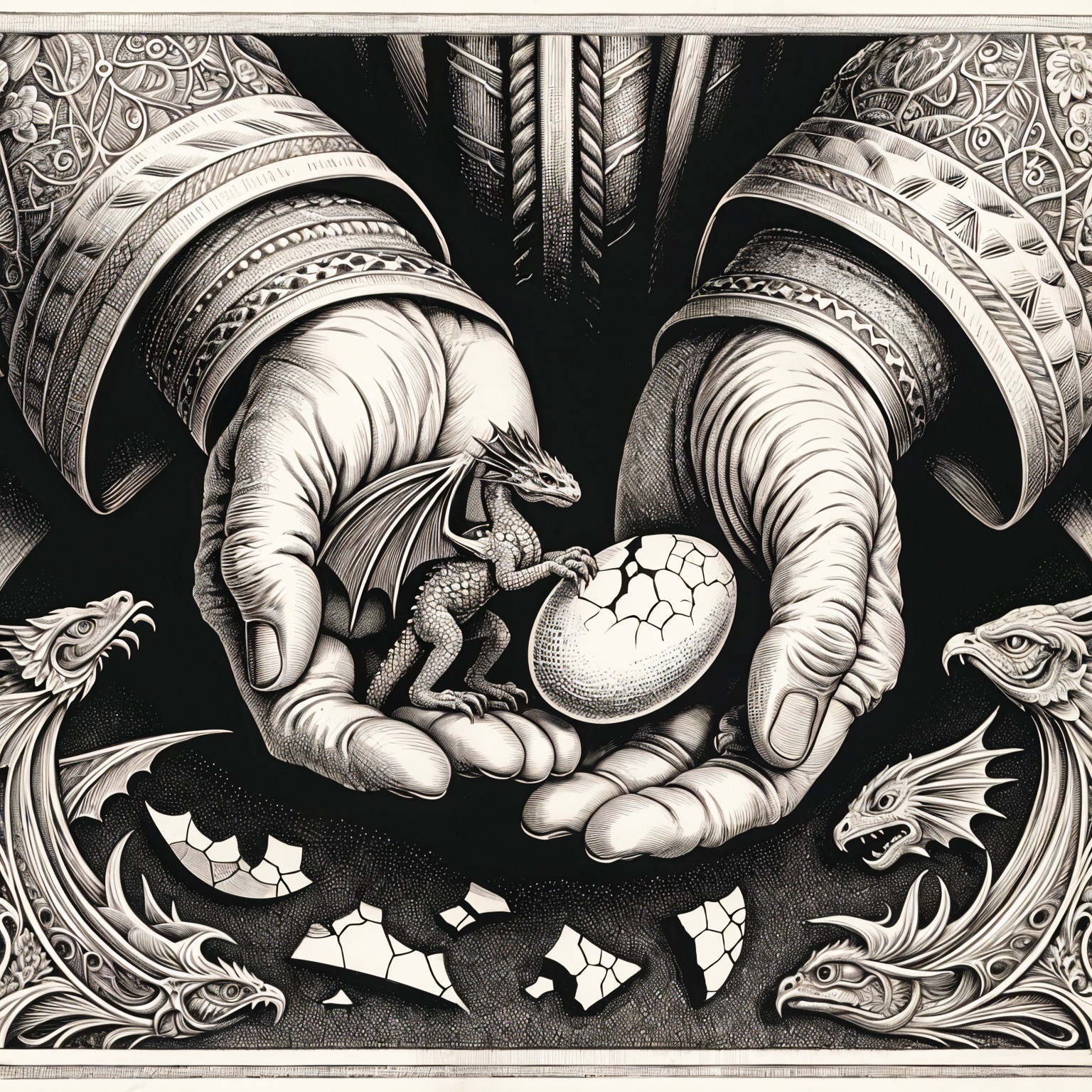 Dragon Egg Hatching with Intricate Designs and Textures