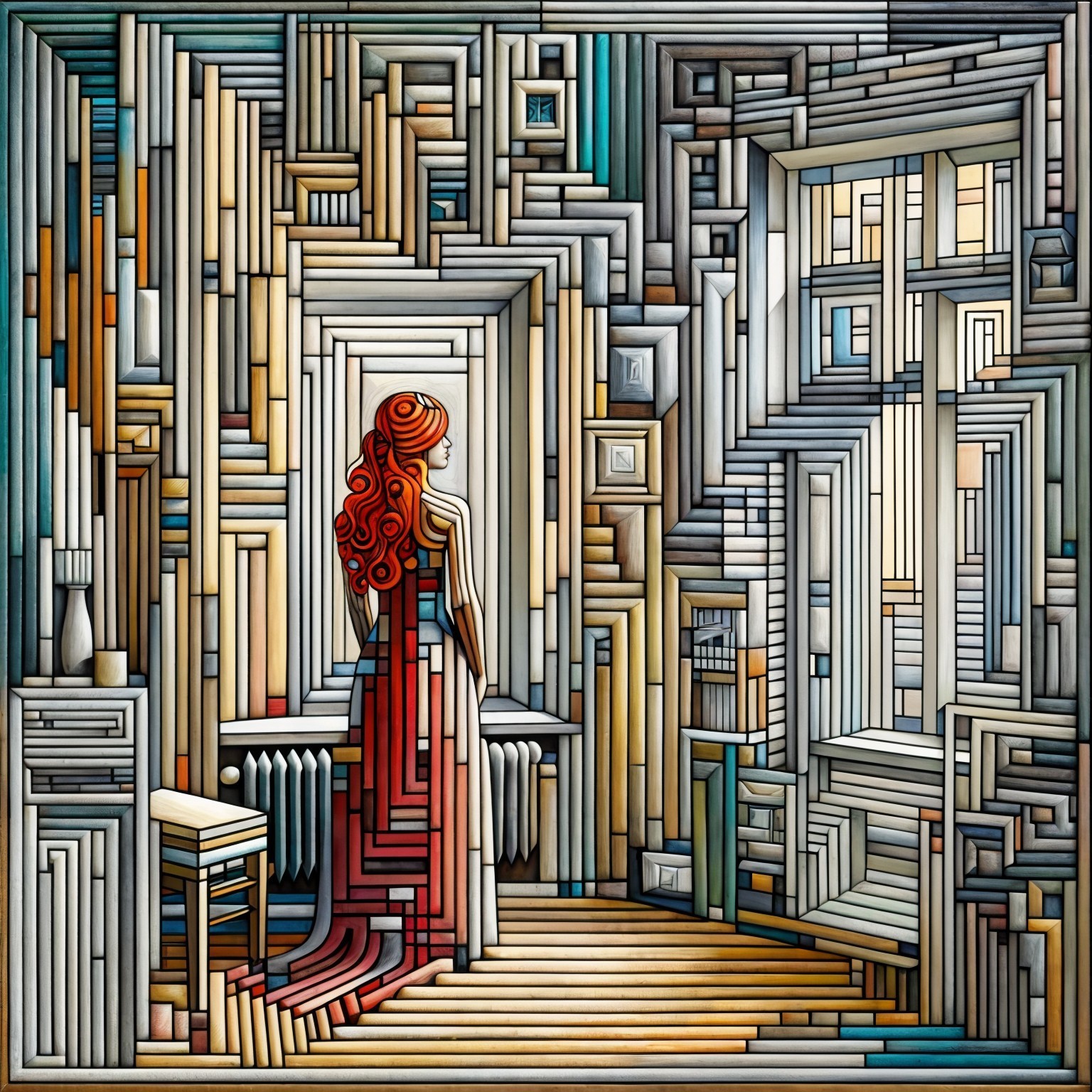 Abstract Representation of a Woman in Geometric Space