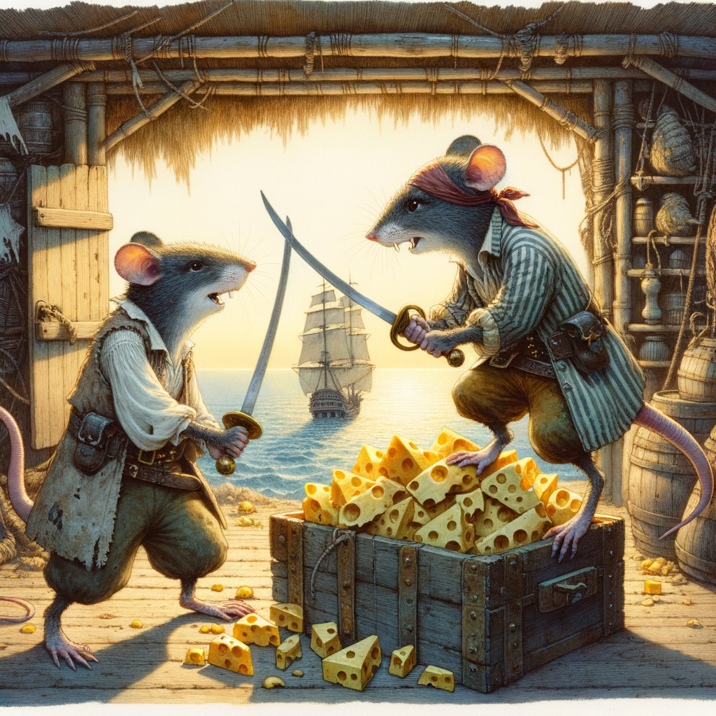 Pirate Mice Duel on Treasure Chest of Cheese