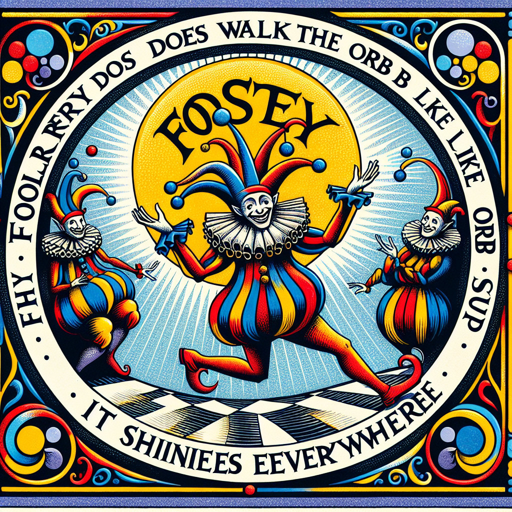 Colorful Whimsical Design with Jesters and Checkered Pattern