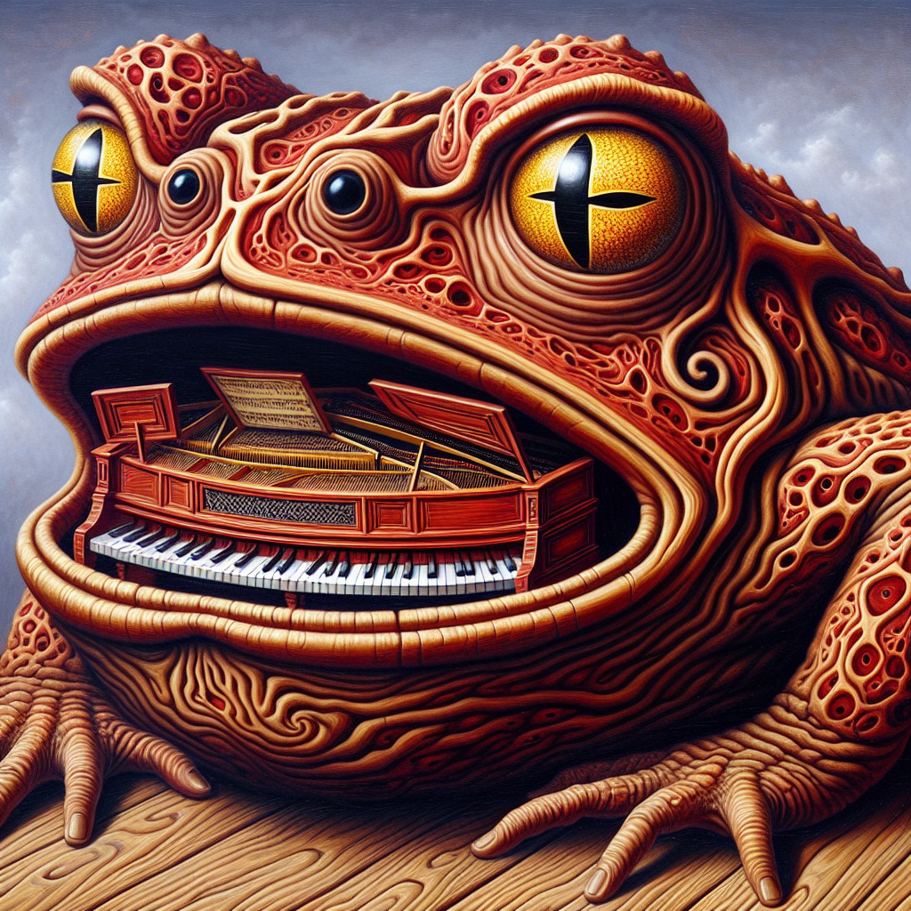 Surreal Creature with Piano Inside and Moody Background