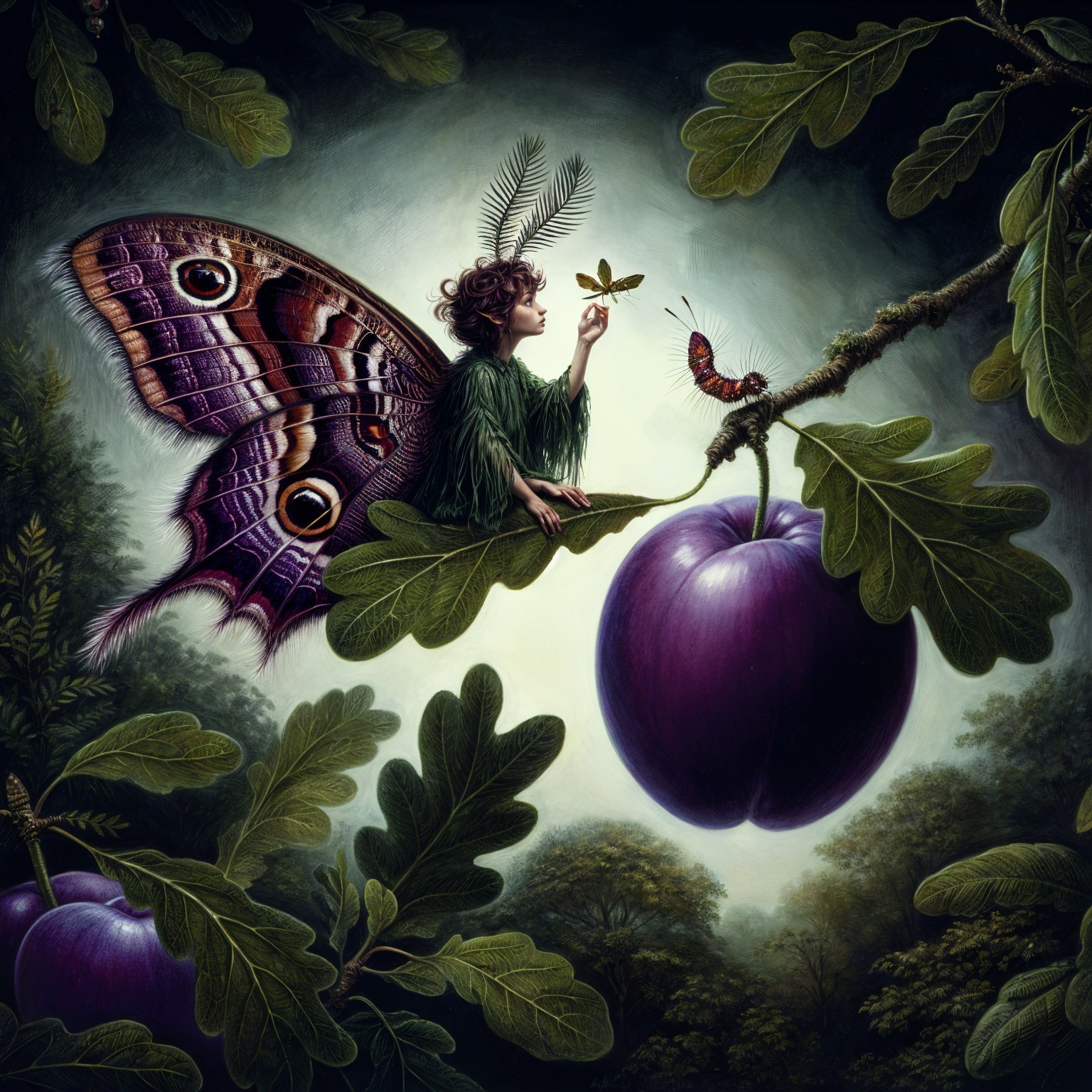 Fairy with Butterfly Wings in Enchanted Forest Scene