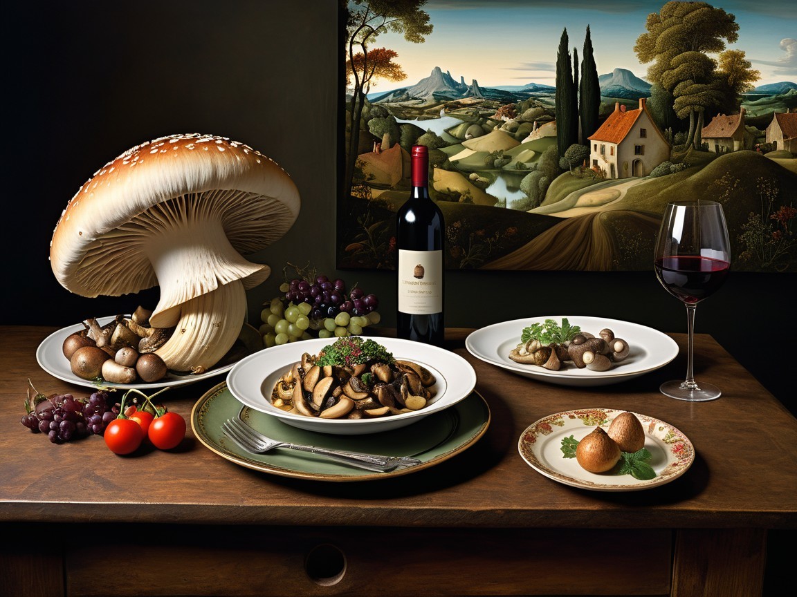 Elegant Table Setting with Gourmet Mushroom Dishes