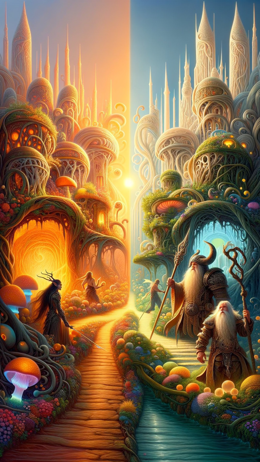 Fantastical Landscape with Glowing Path and Realms