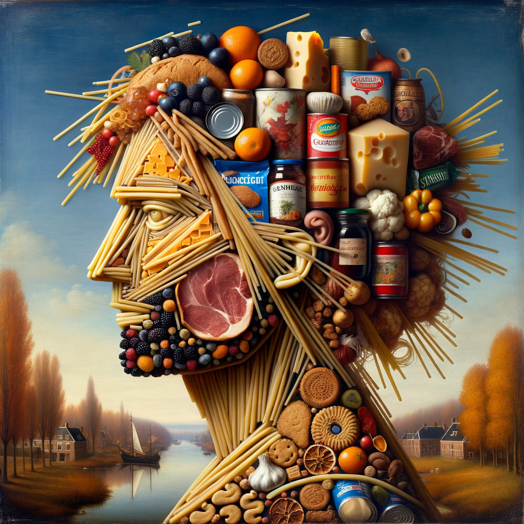 Profile Portrait Made of Food Items and Landscape