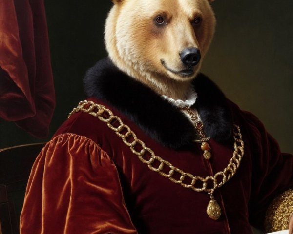 Bear Head Blended with Historical Noble Portrait