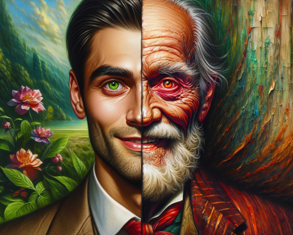 Dual Portrait Illustrating Youth and Age Contrast