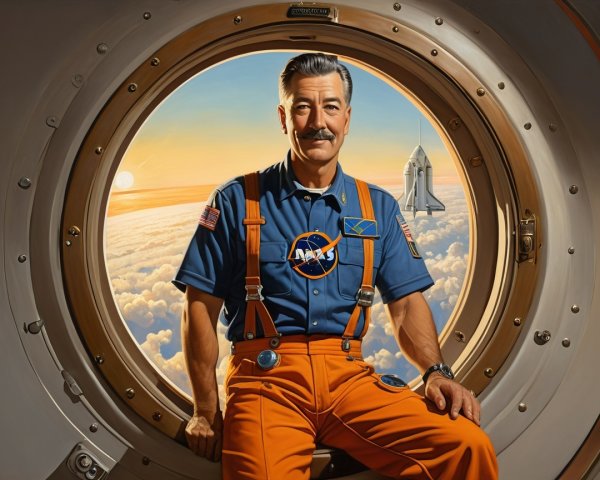 Astronaut Gazing at Earth from Spacecraft Porthole