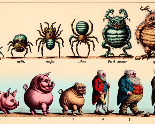 Whimsical Creatures and Cartoonish Pigs Displayed