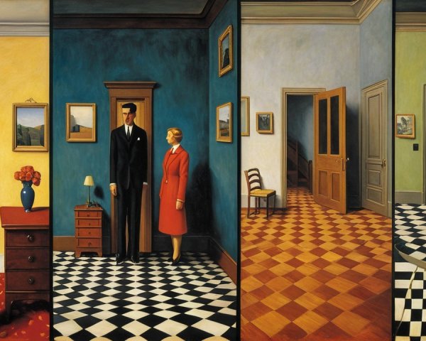 Sequence of Four Unique Rooms with Diverse Colors