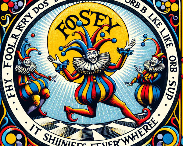 Colorful Whimsical Design with Jesters and Checkered Pattern