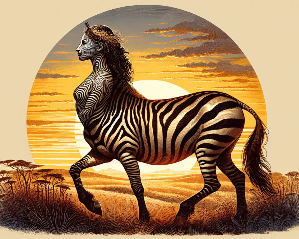 Surreal Creature with Zebra Body and Woman's Torso