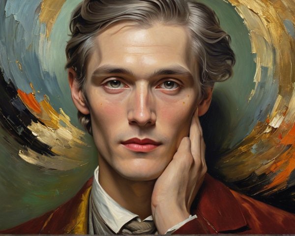 Portrait of a Young Man with Soft Features and Warm Colors