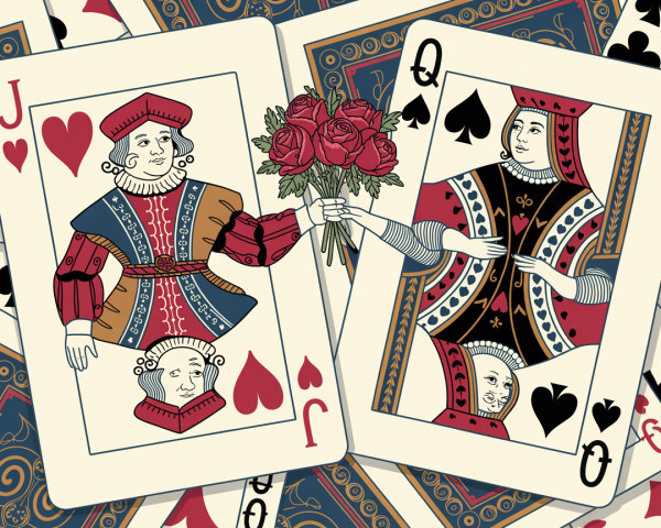 Vibrant Playing Cards Featuring Jack of Hearts and Queen of Spades
