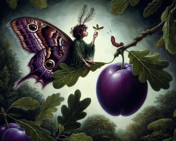 Fairy with Butterfly Wings in Enchanted Forest Scene