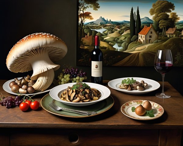 Elegant Table Setting with Gourmet Mushroom Dishes