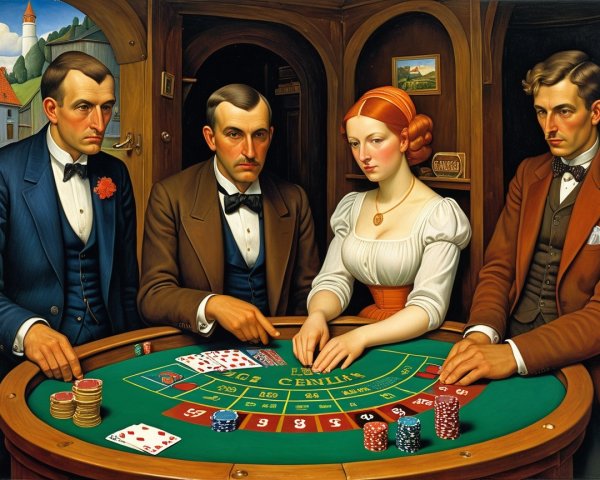 Casino Players Engaged in Intense Card Game