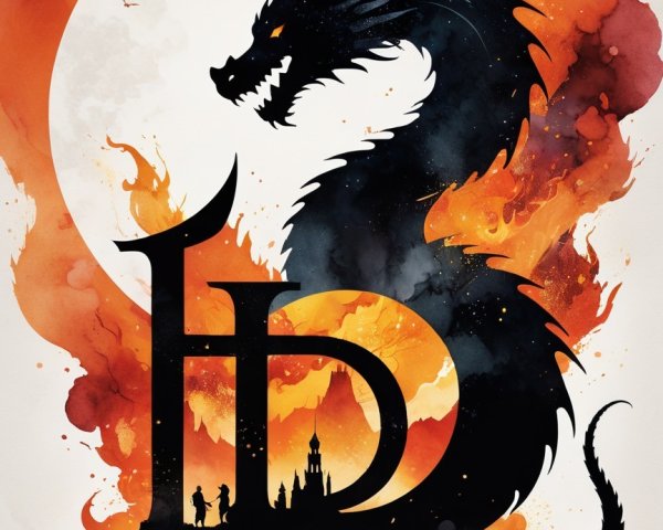 Dragon Silhouette Against Vibrant Sunset Background