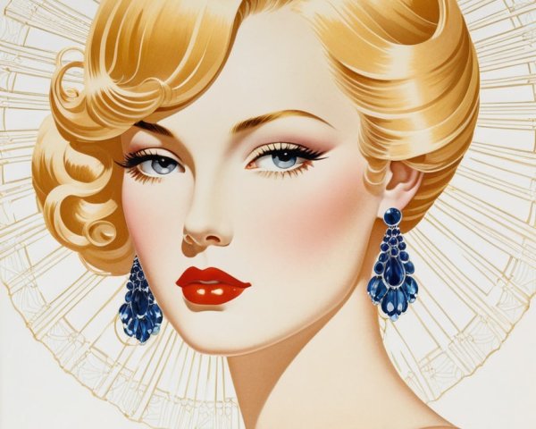 Vintage Glamorous Woman with Soft Waves and Halo