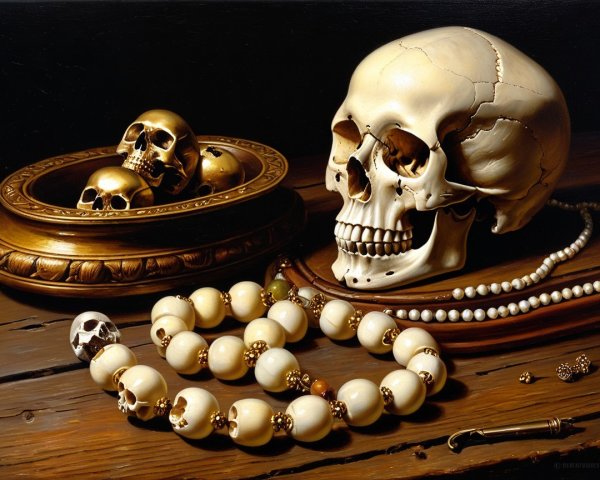Still Life with Skull and Intricate Details