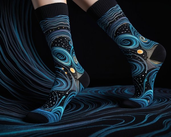 Vibrant Galaxy Design Socks in Blue and Black