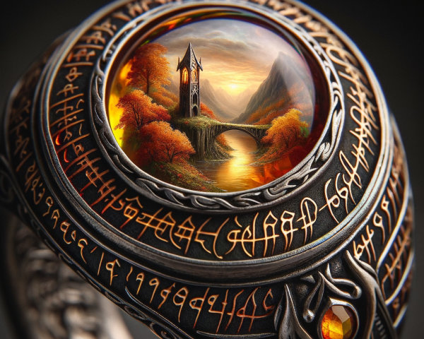 Dome-Shaped Gemstone Ring with Scenic Landscape Design