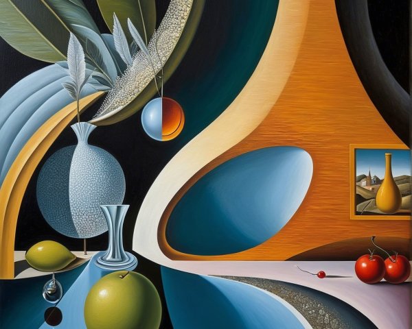 Abstract Still Life with Vibrant Shapes and Colors