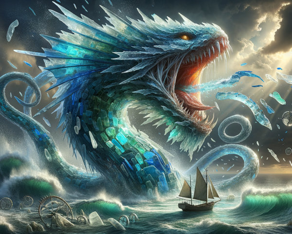 Colossal Sea Serpent Emerges from Tumultuous Waves