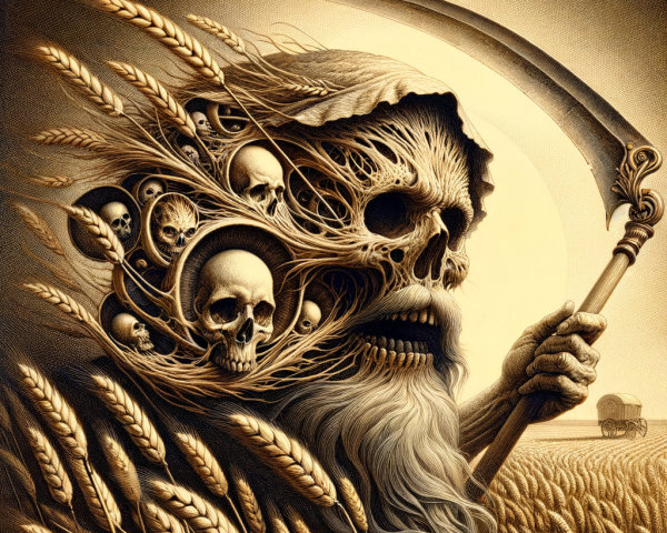 Haunting Figure of Death with Nature Elements