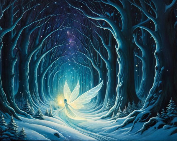 Twilight Forest with Fairy and Shimmering Light
