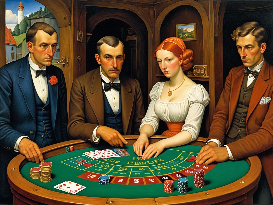 Casino Players Engaged in Intense Card Game