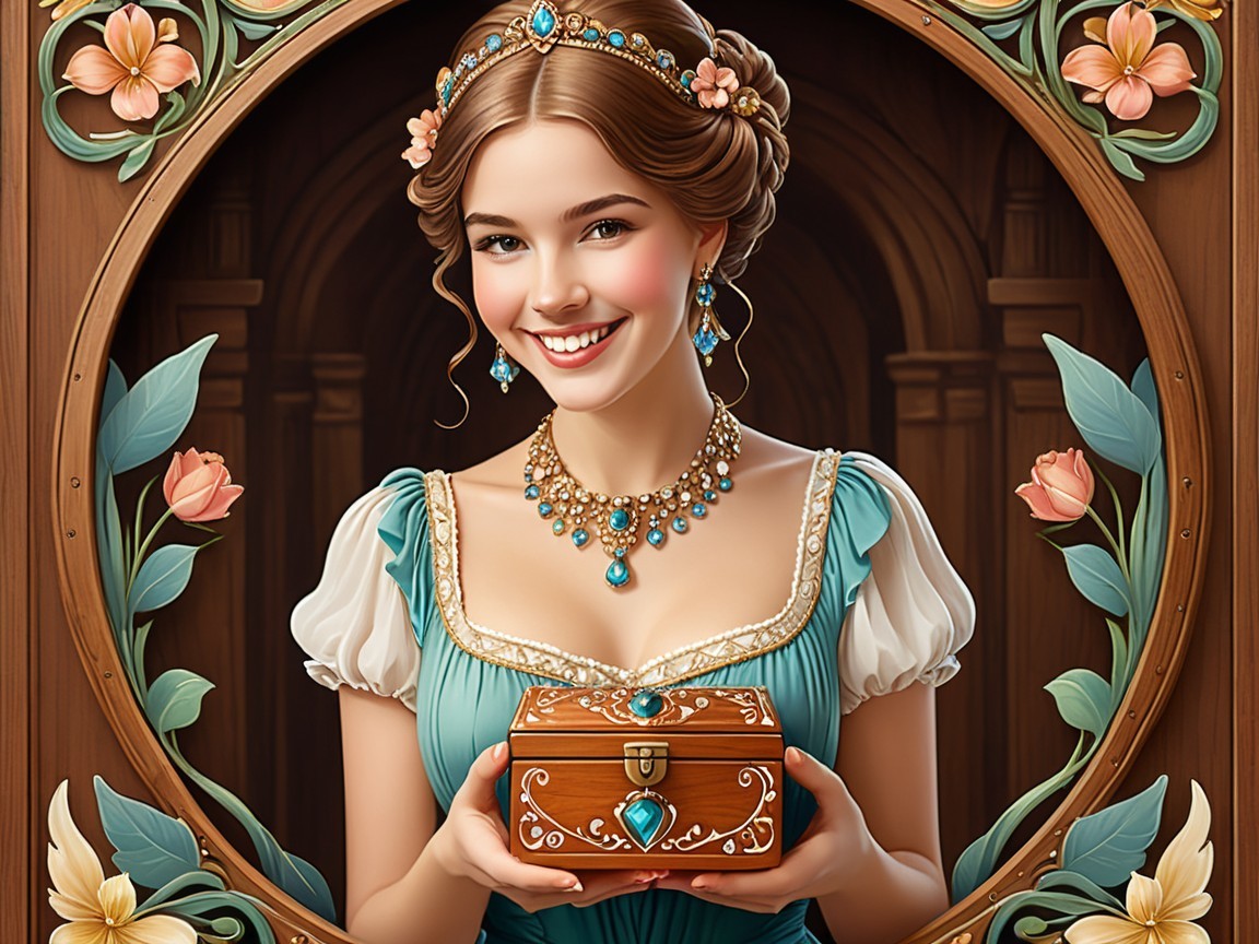 Vintage Dress and Decorative Chest in Fairy-Tale Setting