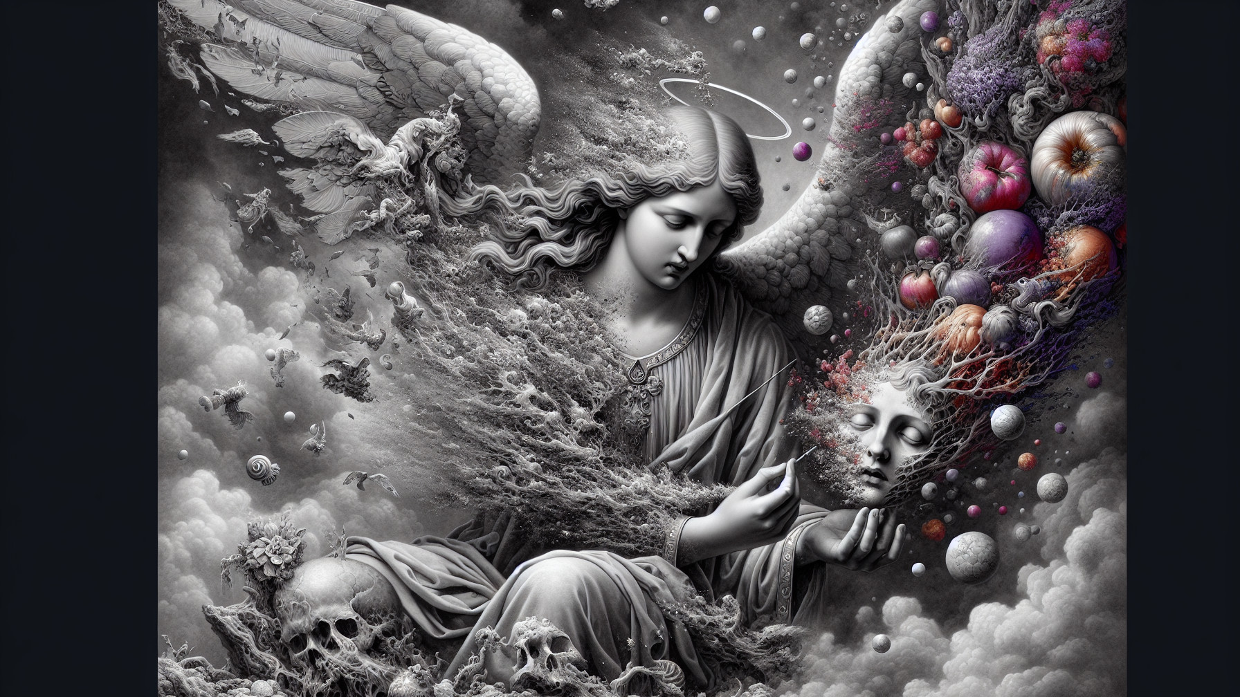 Serene Angel Artwork with Ethereal Elements and Details