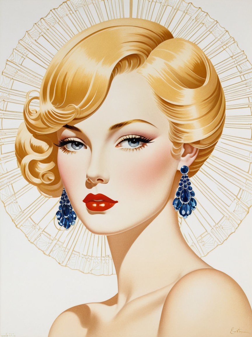 Vintage Glamorous Woman with Soft Waves and Halo