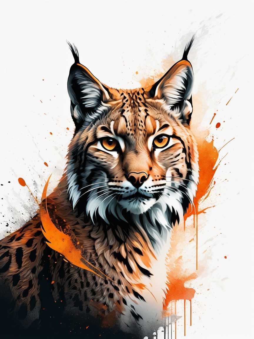 Illustration of a lynx with amber eyes and fur details