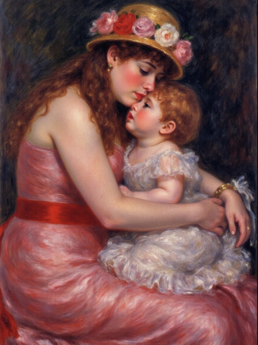 Mother and Child in a Tender Moment of Affection