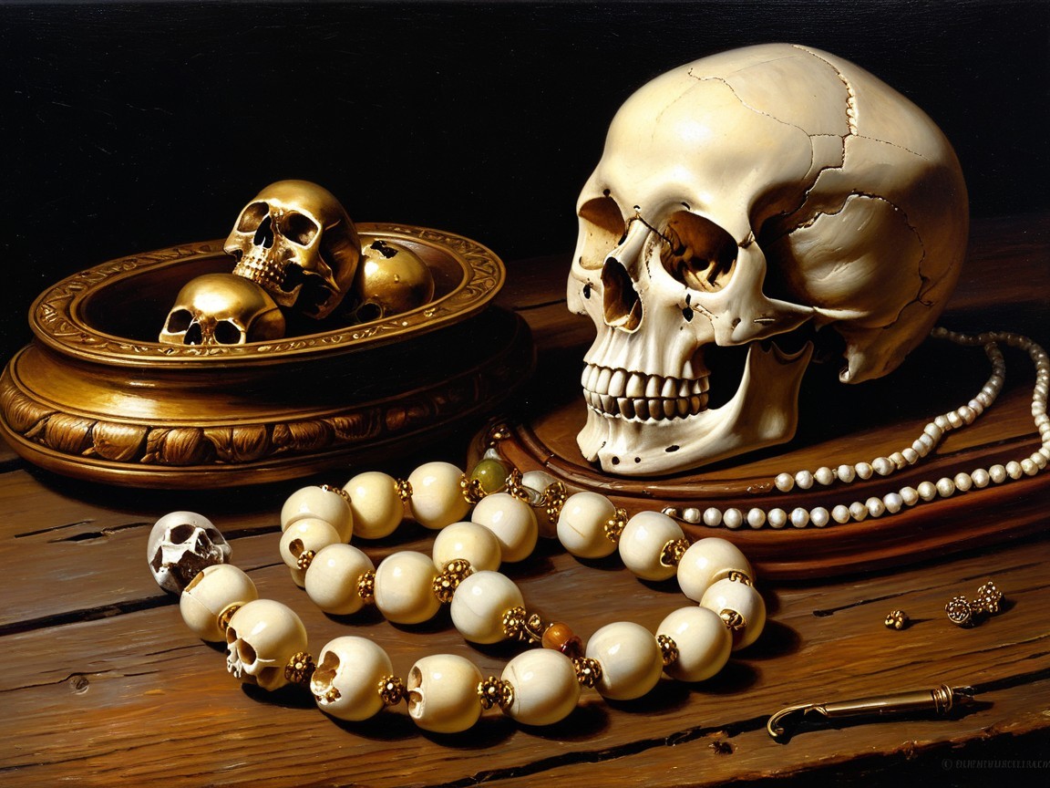 Still Life with Skull and Intricate Details
