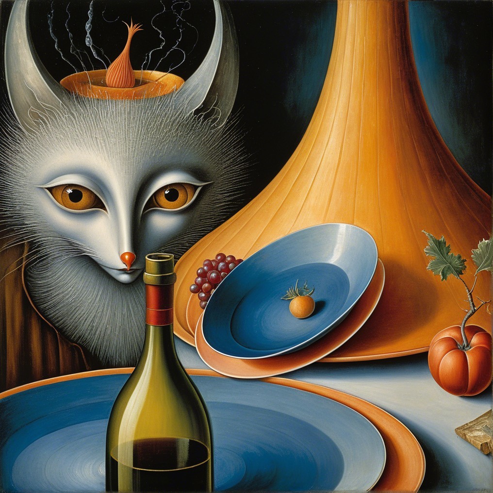 Surreal Still Life with Fox and Colorful Elements