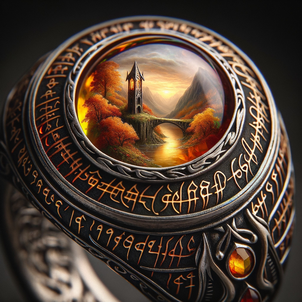 Dome-Shaped Gemstone Ring with Scenic Landscape Design