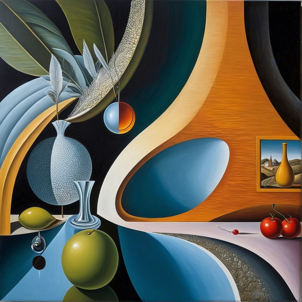 Abstract Still Life with Vibrant Shapes and Colors
