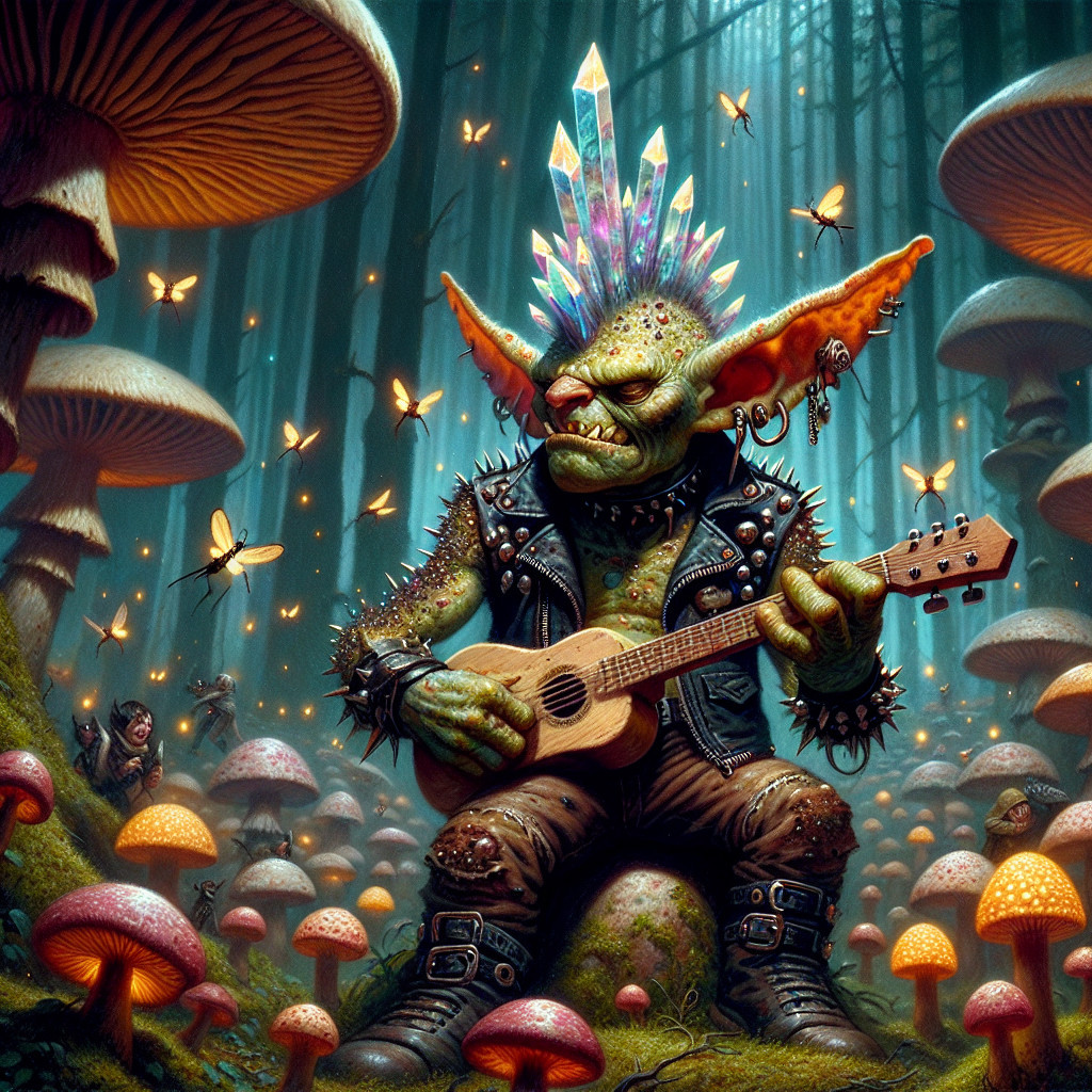 Whimsical Goblin in Enchanted Forest Setting