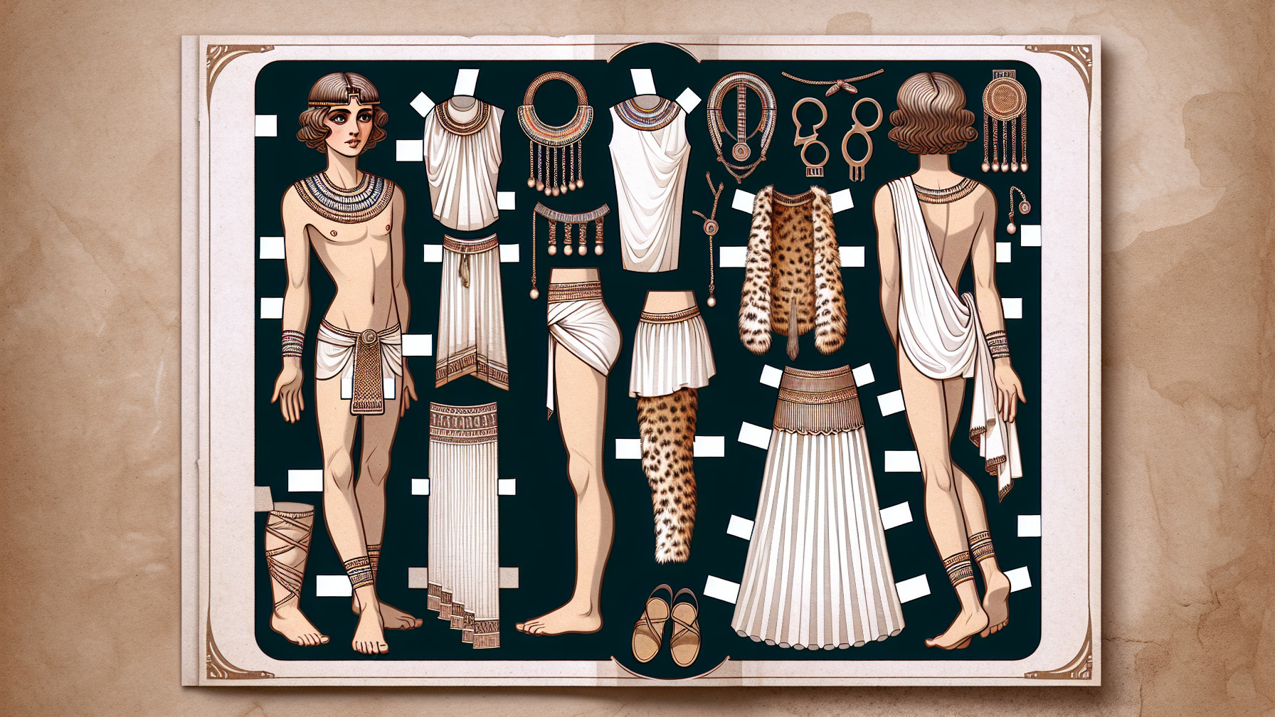 Fashion Illustration of Ancient Civilization Figures