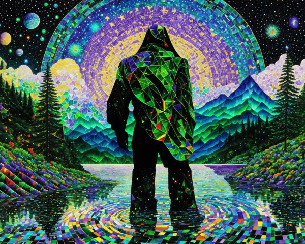 Abstract Scene of a Silhouetted Figure in Nature