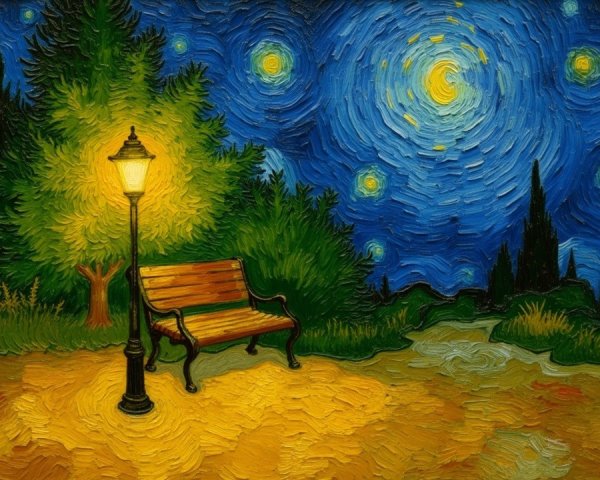 Serene Night Scene with Streetlamp and Stars